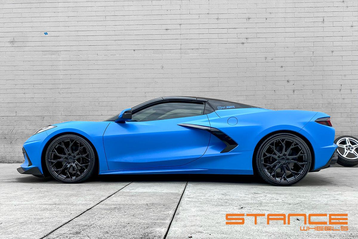 20/21" Stance SF10 Gloss Black 20x10 21x13 Wheels Rims Chevrolet Corvette C8 Z06 ERay
