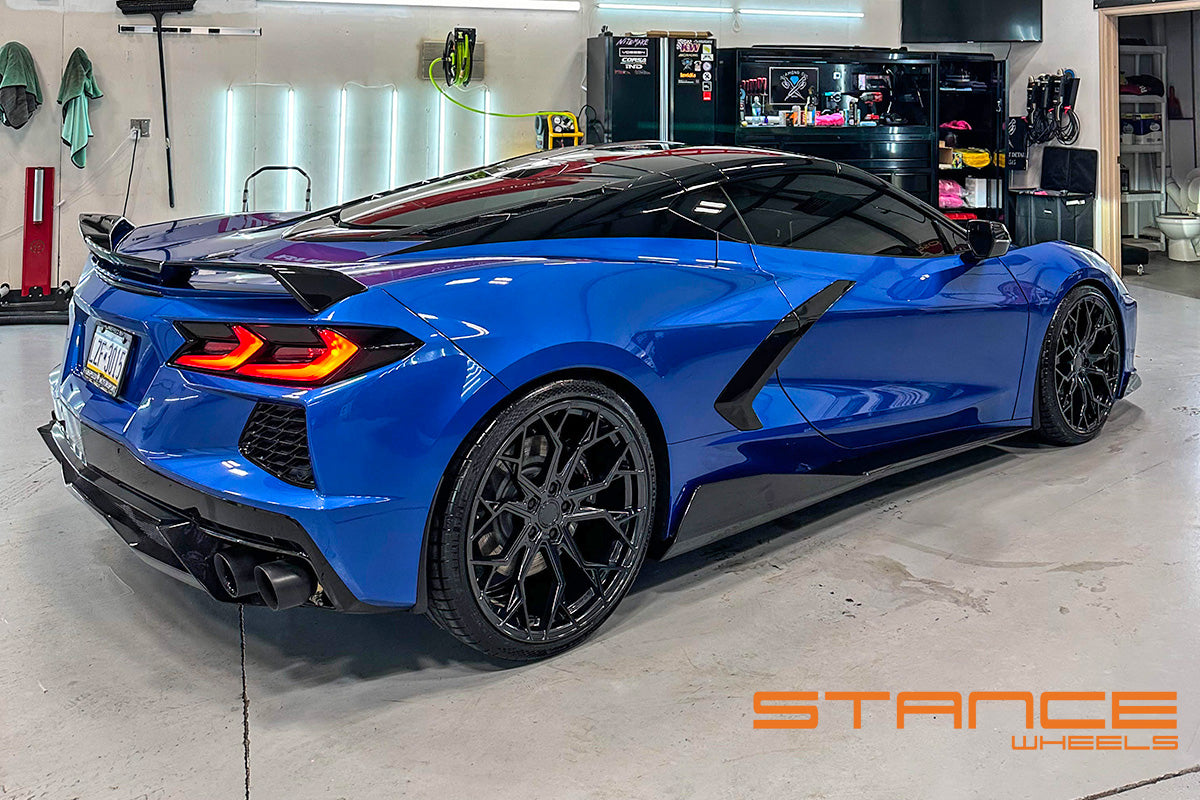 20/21" Stance SF10 Gloss Black 20x10 21x13 Wheels Rims Chevrolet Corvette C8 Z06 ERay