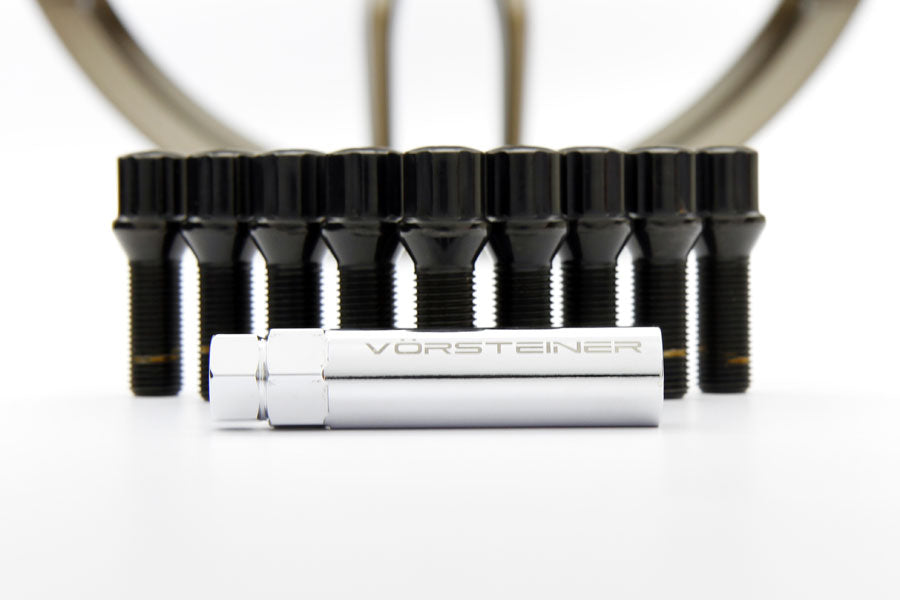 Vorsteiner 14x1.5 30mm Black Spline Lug Bolts with Key