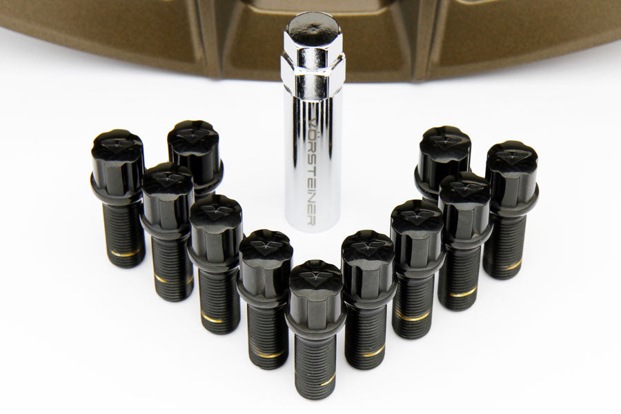 Vorsteiner 14x1.5 30mm Black Spline Lug Bolts with Key