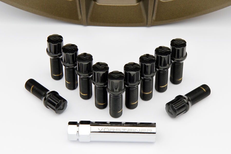 Vorsteiner 14x1.5 30mm Black Spline Lug Bolts with Key